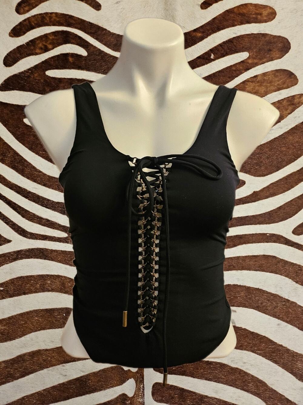 Saint Laurent Size S Maillot Saharienne Lace-Up One-Piece